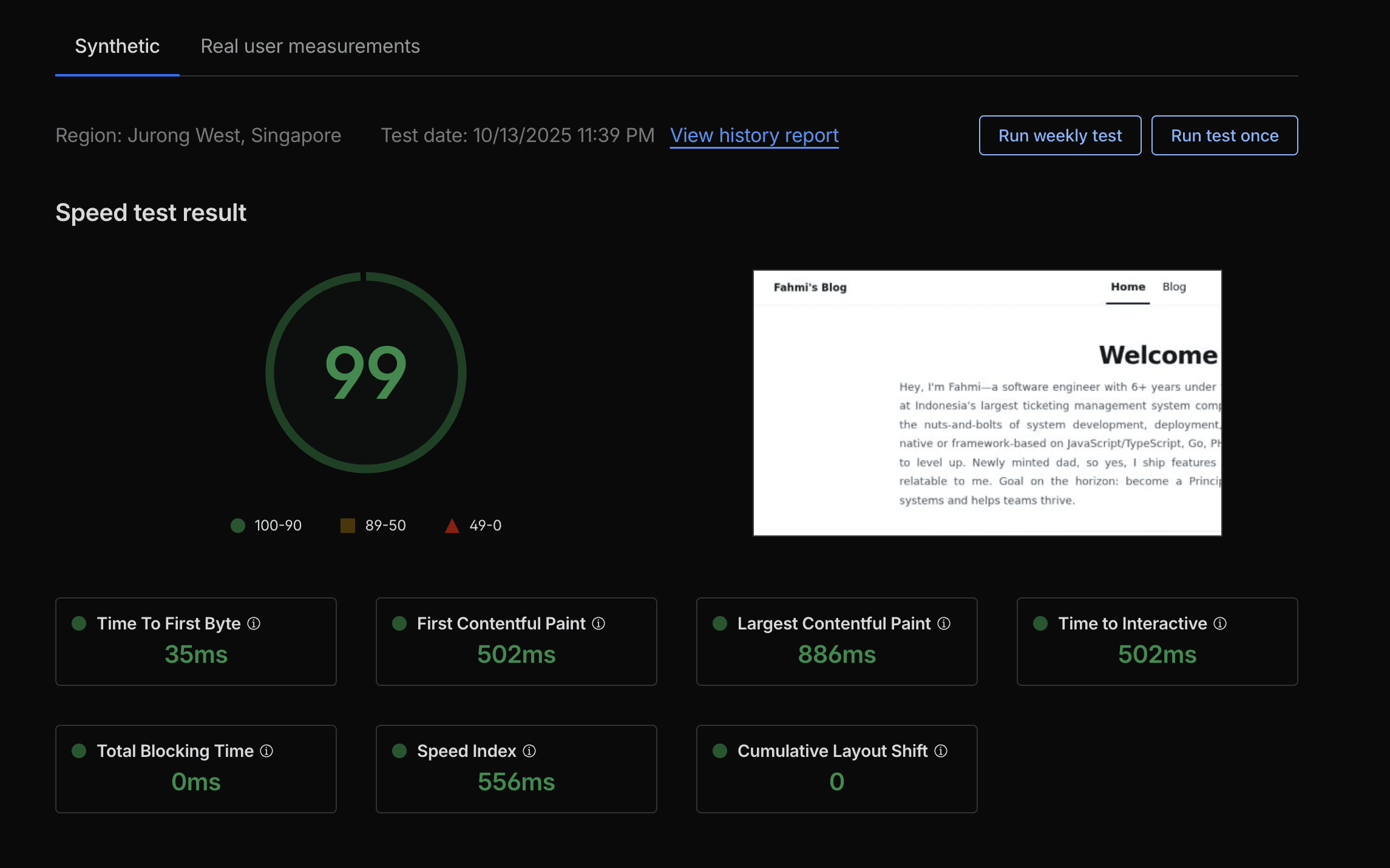 Cloudflare Speed Test Result